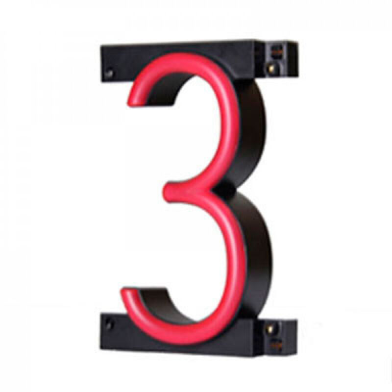 foto del prodotto numero led neon 3 larghezza 90mm altezza 161mm sfondo 38mm