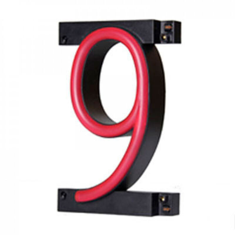 foto del prodotto numero led neon 9 larghezza 90mm altezza 161mm sfondo 38mm