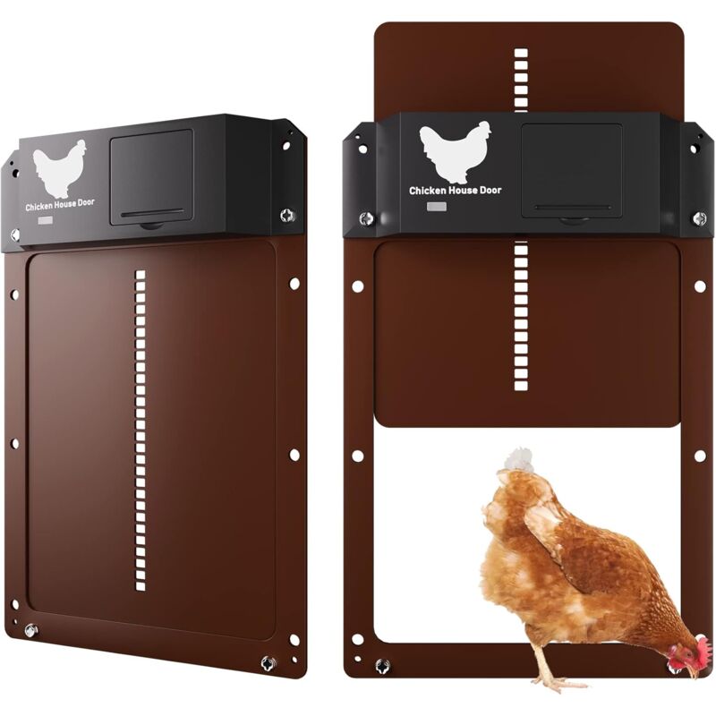 foto del prodotto nuova porta automatica per pollaio marrone impermeabile automatica a batteria sensibile alla luce 35 24 3,7 cm senza batteria 