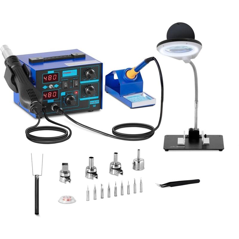 foto del prodotto nuova stazione saldante dissaldante ad aria calda set accessori completo 230 v