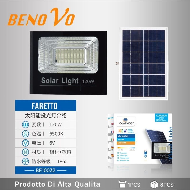 foto del prodotto nuovo faro solare led 80w 120w 200w 400w 600w sensore crepuscolare 150lm w ip66 120