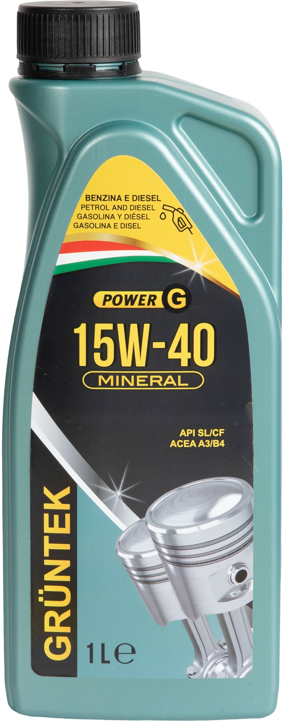 foto del prodotto nuovo lubrificante 15w 40 gruntek capacit di 1l per autovetture e veicoli con benzina e diesel