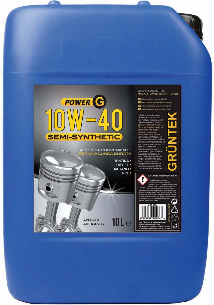 foto del prodotto nuovo lubrificante power g 10w-40 semisintetico per veicoli a benzina e a diesel con capacit di 10l