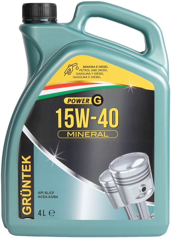 foto del prodotto nuovo lubrificante power g 15w40 gruntek capacit di 4l per autovetture e veicoli con benzina e diesel