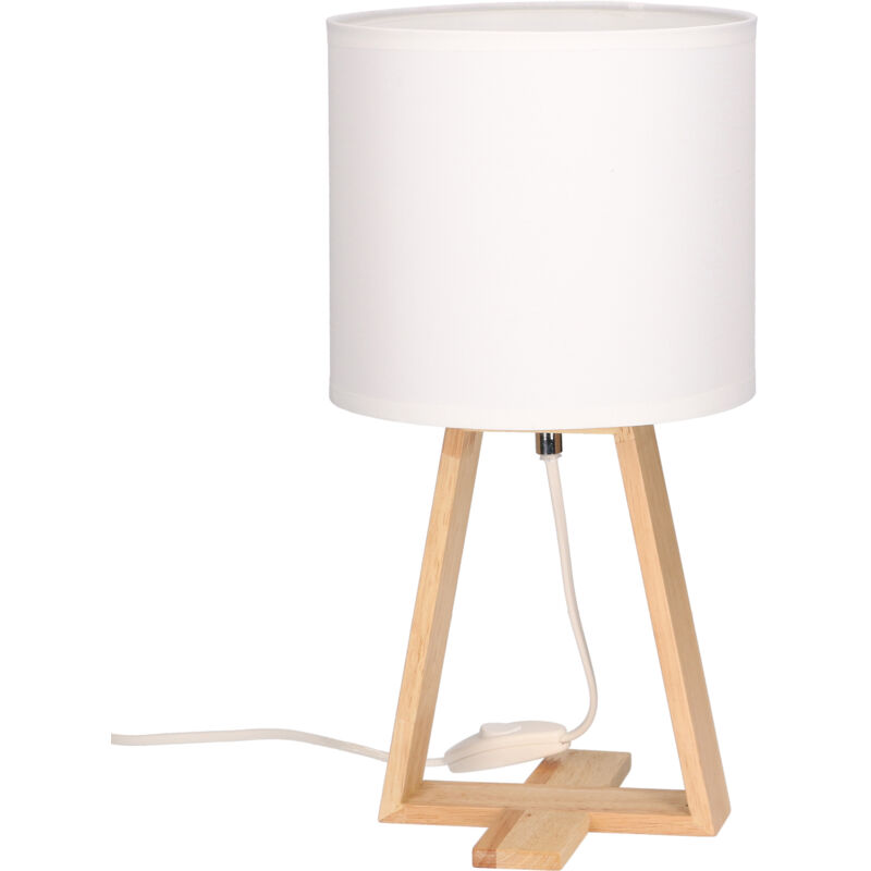 foto del prodotto nuts l mpara de mesa de estilo n rdico. para mesita de noche de madera natural y textil de color blanco. e27