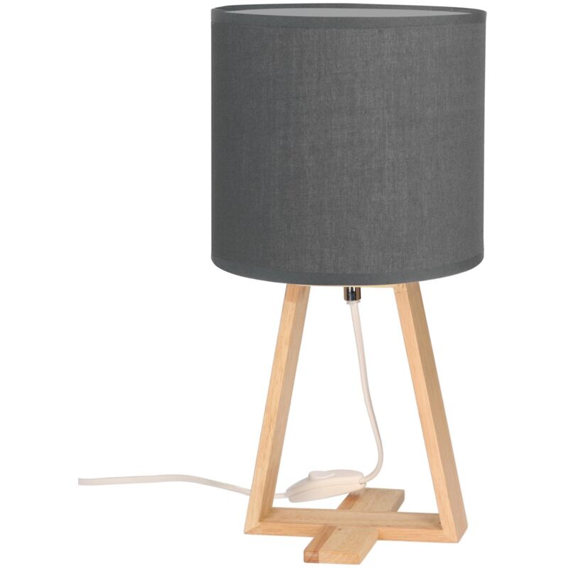 foto del prodotto nuts l mpara de mesa de estilo n rdico. para mesita de noche de madera natural y textil de color gris. e27