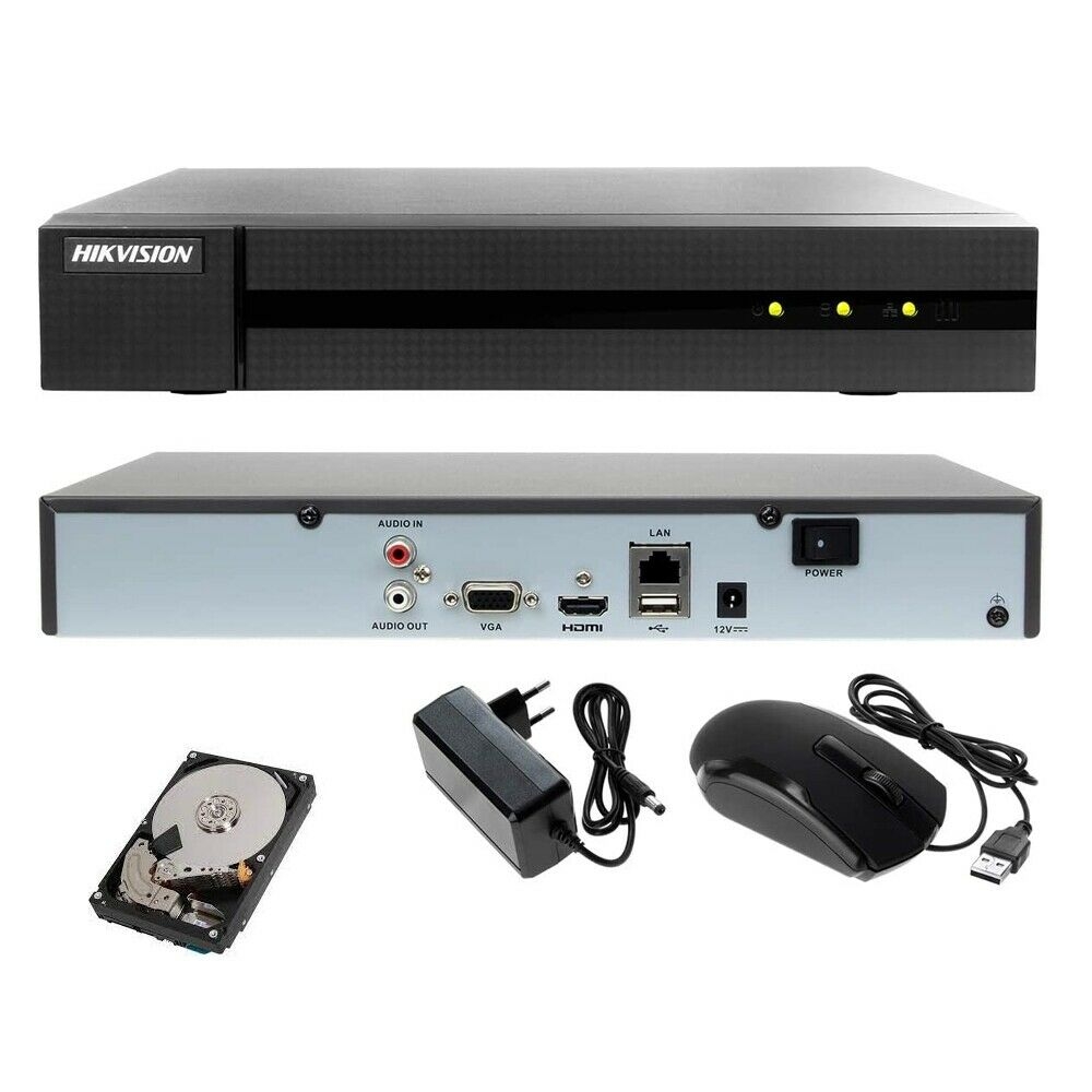 foto del prodotto nvr 16 canali hikvision 8.0 mpx onvif videosoeveglianza h.265 4k hd p2p hd 500 gb hwn 4116mh