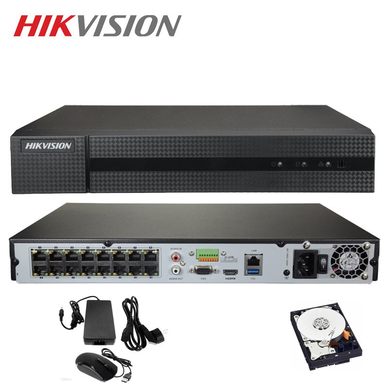 foto del prodotto nvr 16 canali ip poe hikvision 8 mpx 4k onvif p2p cloud hd 500 gb hwn 5216mh 16p ai 