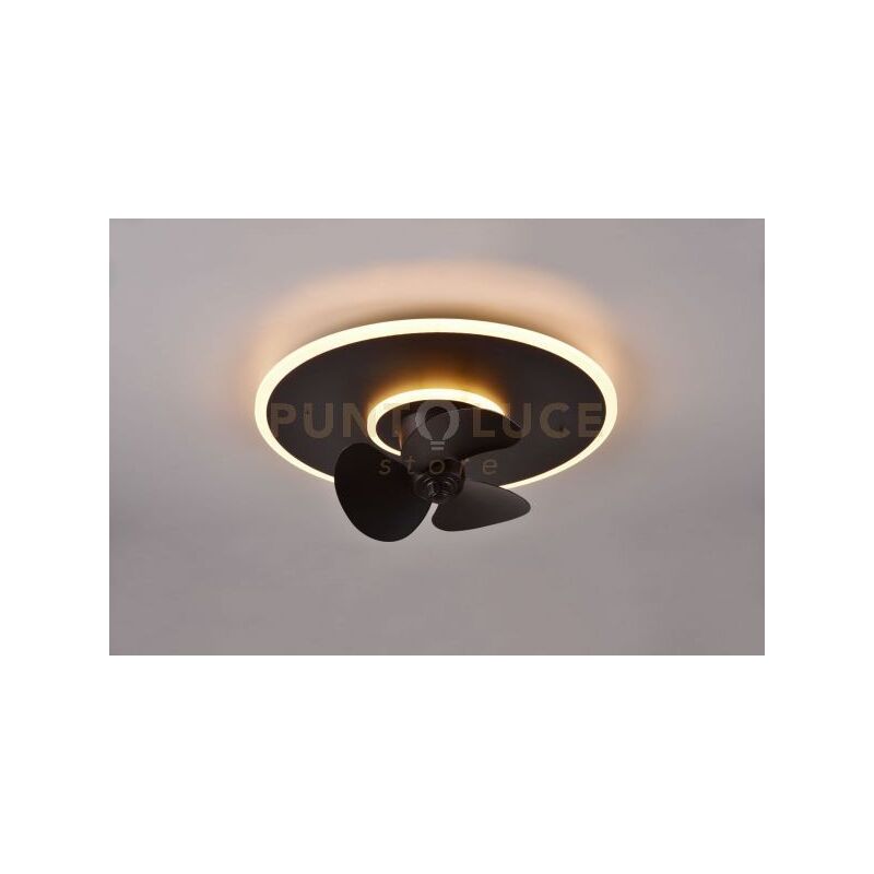 foto del prodotto nybro plafoniera led 30w 3500lm, 2700 6500k nera con ventilatore con telecomando multifunzione d. 50cm dimmerabile