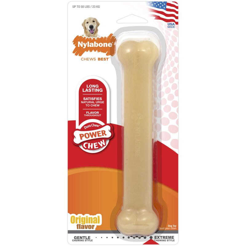 foto del prodotto nylabone masticabile e giocattolo per l igiene dentale di cani potenti masticatori, al sapore di pollo, per cani adulti fino a 23 kg 23.000g