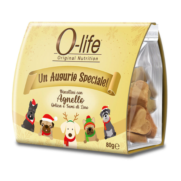 foto del prodotto o life adult all breeds biscottini di natale per cani agnello, ortica e semi di lino 1 ordine scegli lo sconto bzr5 bzr20 200 punti fedelt 