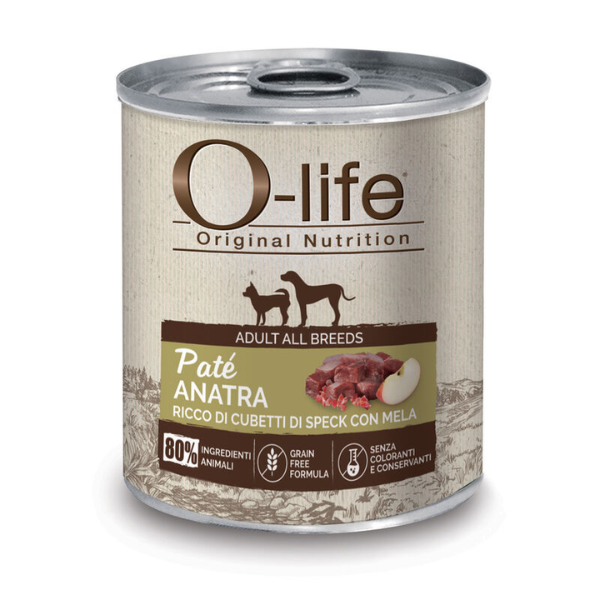 foto del prodotto o life adult grain free pat 400 gr anatra con cubetti di speck e mela cibo umido per cani 1 ordine scegli lo sconto bzr5 bzr20 200 punti fedelt 