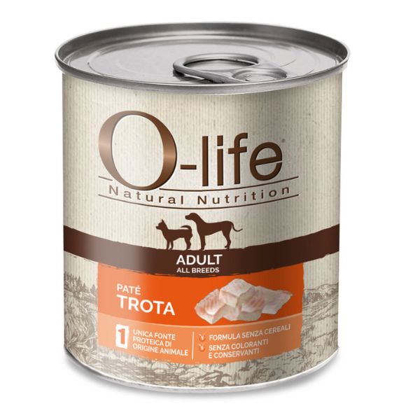 foto del prodotto o life adult grain free pat monoproteico 400 gr trota umido monoproteico cane 1 ordine scegli lo sconto bzr5 bzr20 200 punti fedelt 