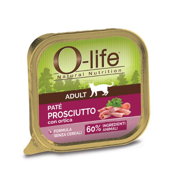 foto del prodotto o life cat adult grain free pat 85 gr prosciutto con ortica confezione da 6 pezzi 1 ordine scegli lo sconto bzr5 bzr20 200 punti fedelt 