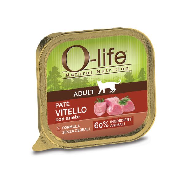 foto del prodotto o-life cat adult grain free patè 85 gr - vitello con aneto - spedizione gratis da 39€