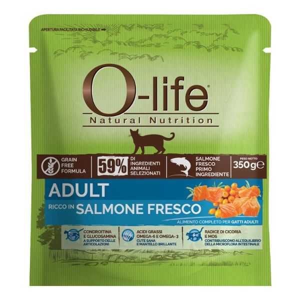 foto del prodotto o life cat adult grain free salmone fresco 350 gr 1 ordine scegli lo sconto bzr5 bzr20 200 punti fedelt 
