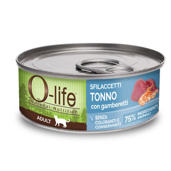 foto del prodotto o life cat adult sfilaccetti 70 gr tonno e gamberetti confezione da 6 pezzi cibo monoproteico gatto 1 ordine scegli lo sconto bzr5 bzr20 200 punti fedelt 