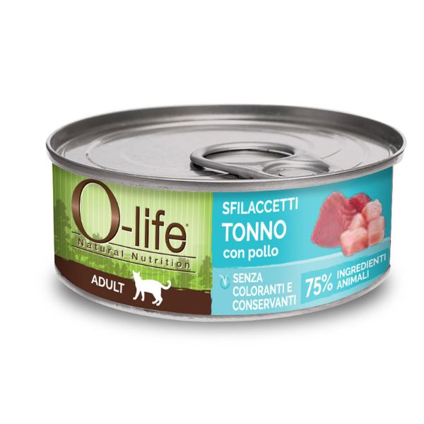 foto del prodotto o life cat adult sfilaccetti 70 gr tonno e pollo confezione da 6 pezzi cibo monoproteico gatto 1 ordine scegli lo sconto bzr5 bzr20 200 punti fedelt 