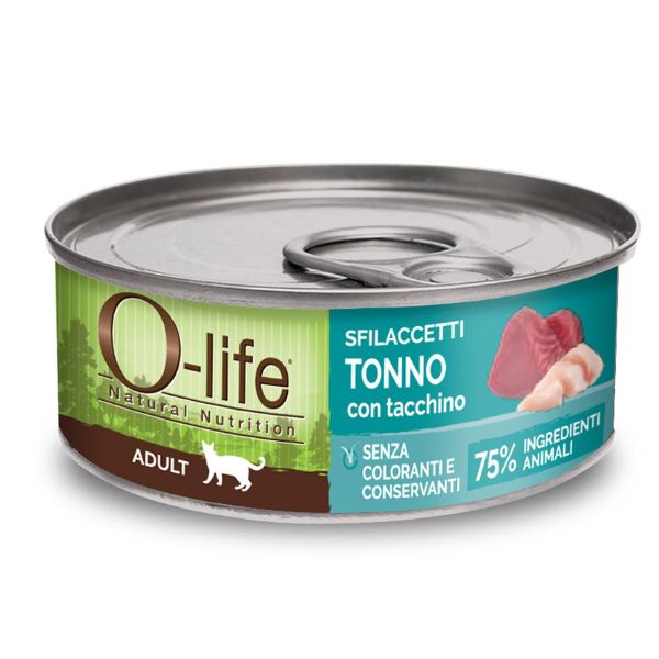 foto del prodotto o life cat adult sfilaccetti 70 gr tonno e tacchino confezione da 6 pezzi cibo monoproteico gatto 1 ordine scegli lo sconto bzr5 bzr20 200 punti fedelt 