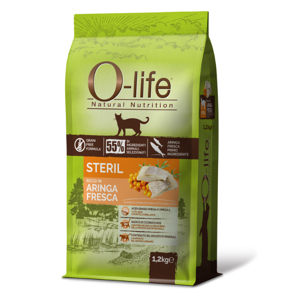 foto del prodotto o life cat adult sterilised grain free aringa fresca 1,2 kg 1 ordine scegli lo sconto bzr5 bzr20 200 punti fedelt 