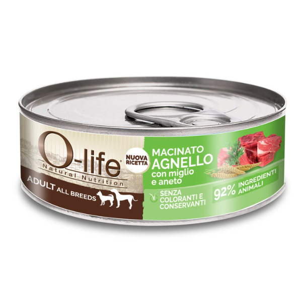 foto del prodotto o life dog adult all breeds macinato 85 gr agnello con miglio e aneto confezione da 6 pezzi cibo umido per cani 1 ordine scegli lo sconto bzr5 bzr20 200 punti fedelt 