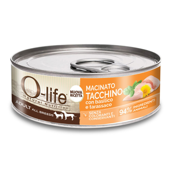 foto del prodotto o life dog adult all breeds macinato 85 gr tacchino e basilico confezione da 6 pezzi cibo umido per cani 1 ordine scegli lo sconto bzr5 bzr20 200 punti fedelt 
