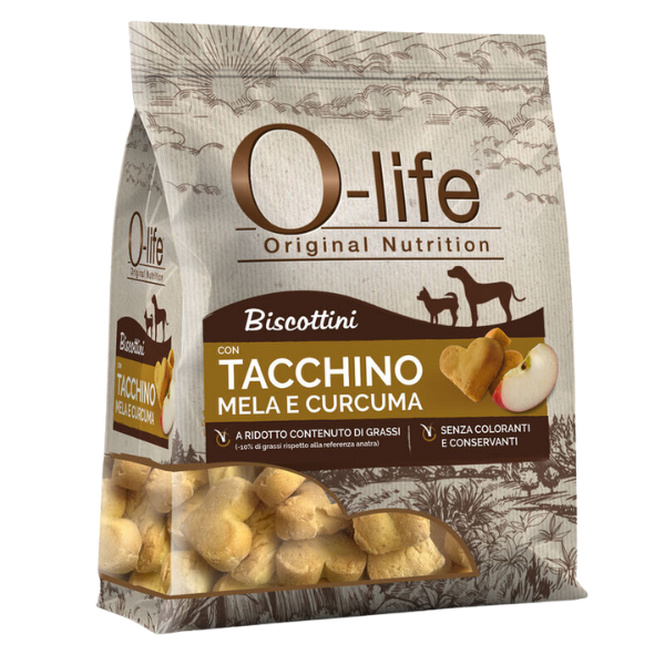 foto del prodotto o life dog adult biscotti per cani 200 gr tacchino, mela e curcuma 1 ordine scegli lo sconto bzr5 bzr20 200 punti fedelt 
