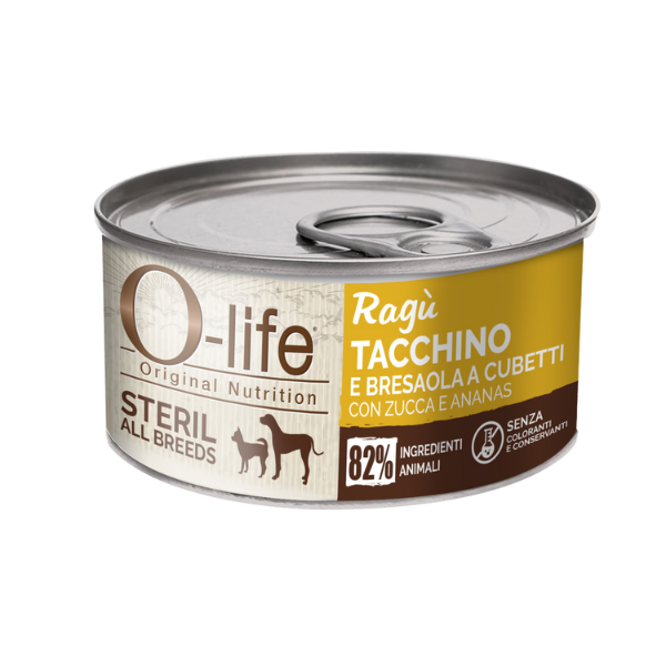 foto del prodotto o life dog adult rag steril 150 gr tacchino e bresaola a cubetti con zucca e ananas confezione da 6 pezzi cibo umido per cani 1 ordine scegli lo sconto bzr5 bzr20 200 punti fedelt 