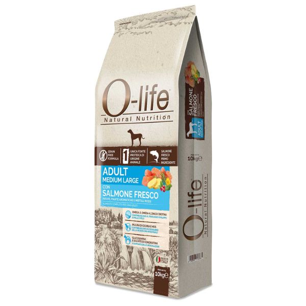 foto del prodotto o-life dog grain free adult medium/large salmone fresco - 10 kg - spedizione gratis da 39€