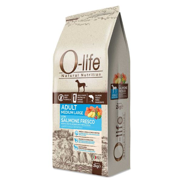 foto del prodotto o life dog grain free adult medium large salmone fresco m l salmone da 2 kg 1 ordine scegli lo sconto bzr5 bzr20 200 punti fedelt 