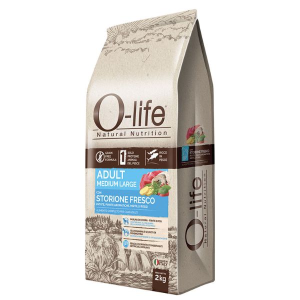 foto del prodotto o life dog grain free adult medium large storione e tonno m l storione e tonno da 2 kg 1 ordine scegli lo sconto bzr5 bzr20 200 punti fedelt 
