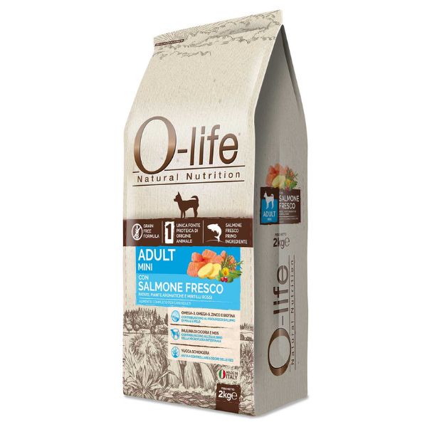 foto del prodotto o-life dog grain free adult mini salmone fresco - mini salmone da 2 kg - spedizione gratis da 39€