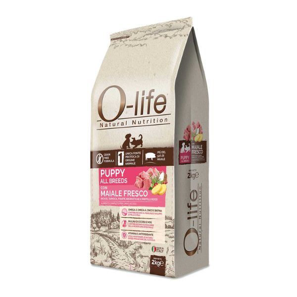 foto del prodotto o life dog grain free puppy all breeds maiale fresco e patate 2 kg 1 ordine scegli lo sconto bzr5 bzr20 200 punti fedelt 