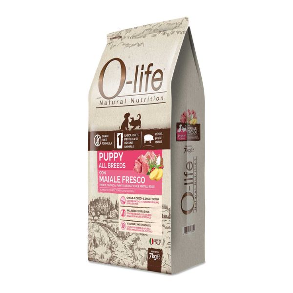 foto del prodotto o life dog grain free puppy all breeds maiale fresco e patate 7 kg 1 ordine scegli lo sconto bzr5 bzr20 200 punti fedelt 