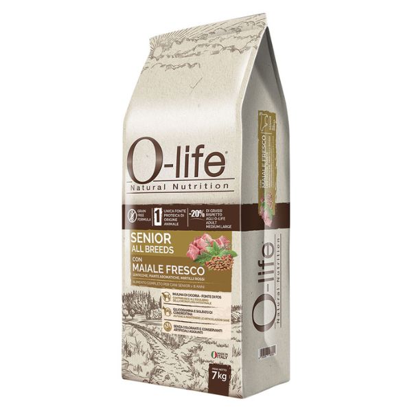 foto del prodotto o life dog grain free senior all breeds maiale fresco 7 kg 1 ordine scegli lo sconto bzr5 bzr20 200 punti fedelt 
