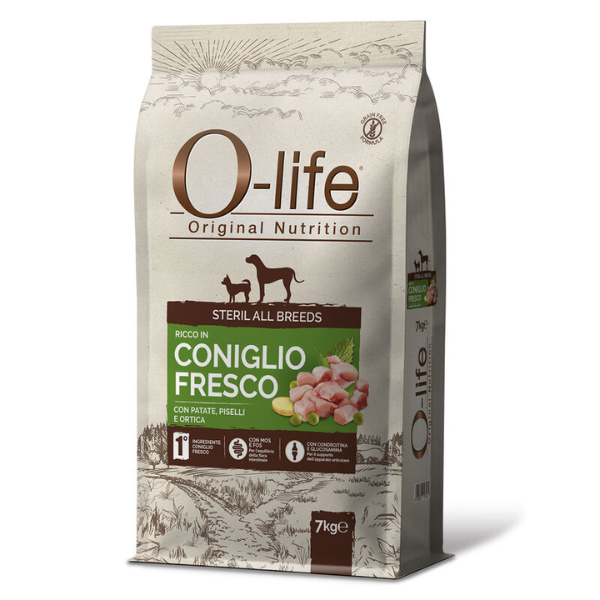 foto del prodotto o life dog sterilised all breeds grain free coniglio e patate 7 kg scadenza 30 09 2025 1 ordine scegli lo sconto bzr5 bzr20 200 punti fedelt 