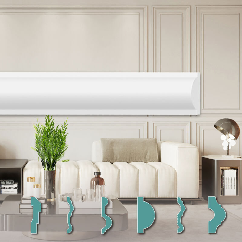 foto del prodotto o profili per pareti moderni, in xps styropor bianco, 2 metri cornici decorative fg1 20 x 10 mm, 2 metri 1 pezzo hexim