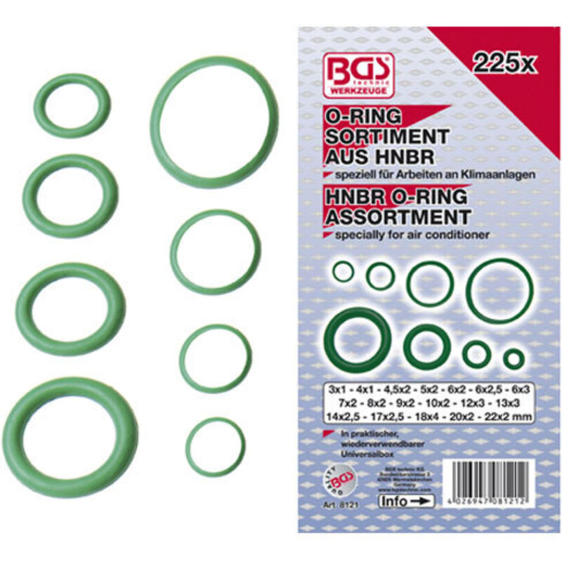 foto del prodotto o ring hnbr da 3 a 22 mm assortimento bgs di 225 pezzi