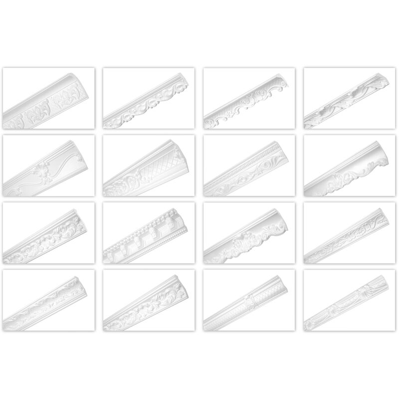 foto del prodotto o stucchi per soffitto da 2m classico, in xps styropor bianco, profili di cornici decorative zm15 49 x 37 mm hexim