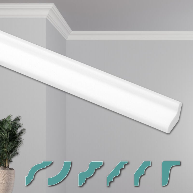 foto del prodotto o stucchi per soffitto moderni in xps styropor bianco, 2 metri profili di cornici decorative zg5 28 x 20 mm, 2 metri 1 pezzo hexim
