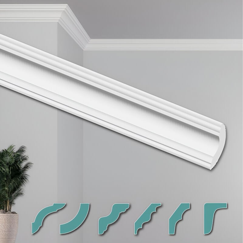 foto del prodotto o stucchi per soffitto moderni in xps styropor bianco, 2 metri profili di cornici decorative zg6 28 x 28 mm, 2 metri 1 pezzo hexim