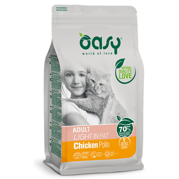 foto del prodotto oasy adult cat light in fat 1,5 kg croccantini per gatti 1 ordine scegli lo sconto bzr5 bzr20 200 punti fedelt 