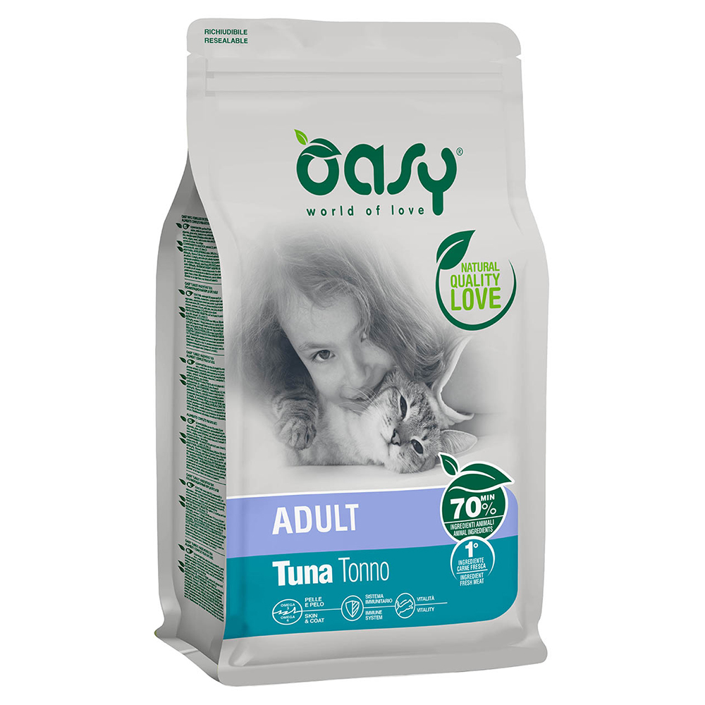 foto del prodotto oasy adult tonno crocchette per gatti 7,5 kg