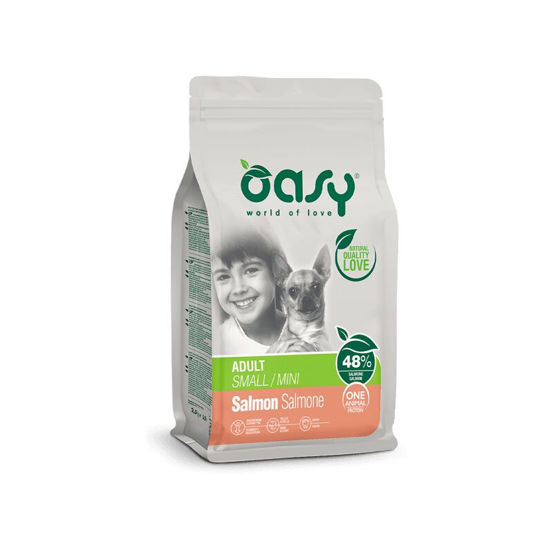 foto del prodotto oasy cane adult mini con salmone 2,5kg