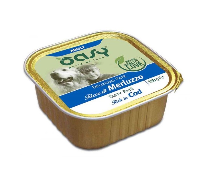 foto del prodotto oasy cane delizioso pate 039 adulto merluzzo 150 gr