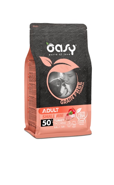foto del prodotto oasy cane grain free adulto small amp mini tacchino 2,5 kg