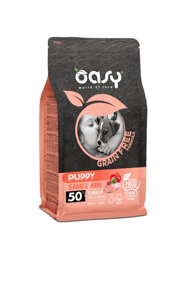 foto del prodotto oasy cane grain free puppy small amp mini tacchino 2,5 kg