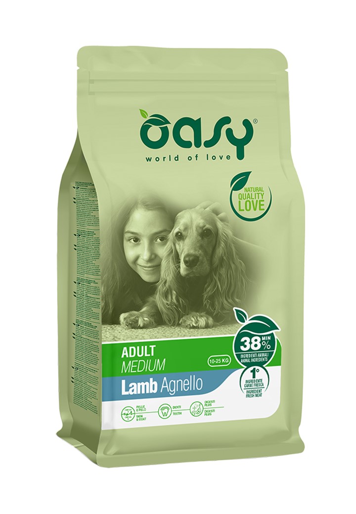foto del prodotto oasy cane lifestage adulto medium agnello 12 kg new pack