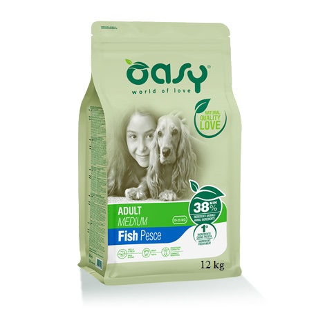 foto del prodotto oasy cane lifestage adulto medium pesce 12 kg