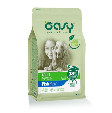 foto del prodotto oasy cane lifestage adulto medium pesce 3 kg